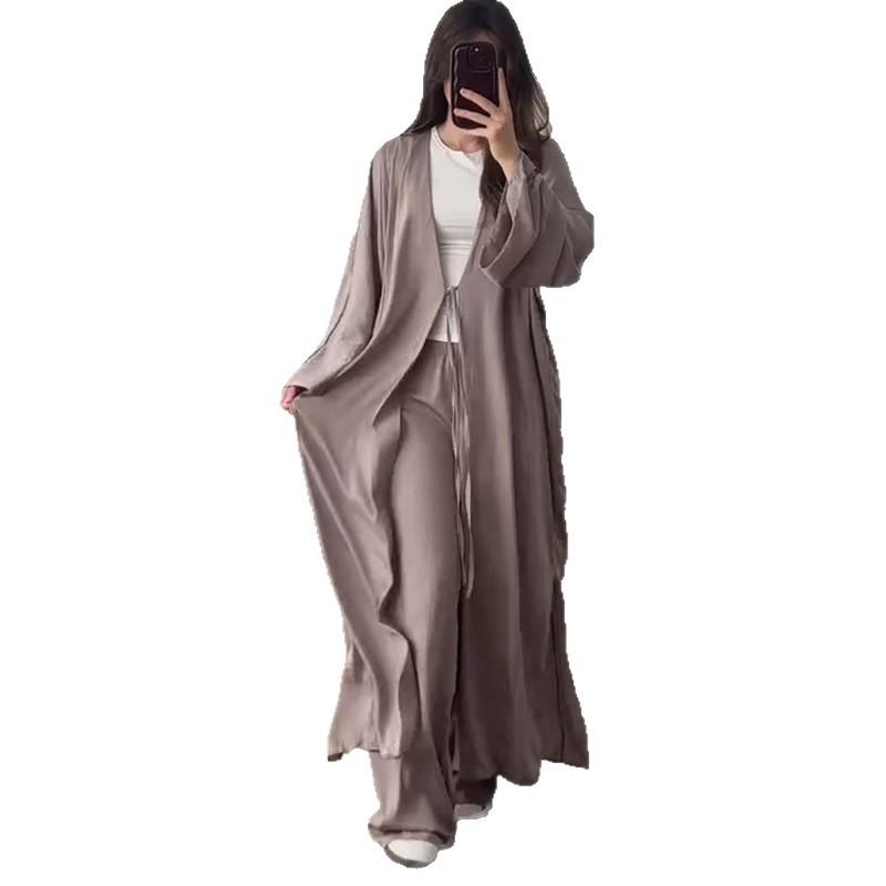 Europe, America, Amazon cross-border women's clothing new solid color long-sleeved multi-strap coat straight pants casual suit