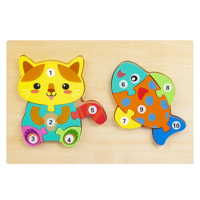 Kinder-Nahrungskette Puzzle dreidimensionales Puzzle Zuordnungsbrett Früherziehung pädagogische Holzspielzeuge