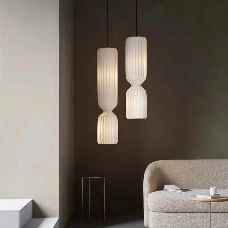 Danish Designer Cylindrical Shape Silk Pendant Lamp for Living Room Duplex Villa Loft Staircase Decor LED Floor Light