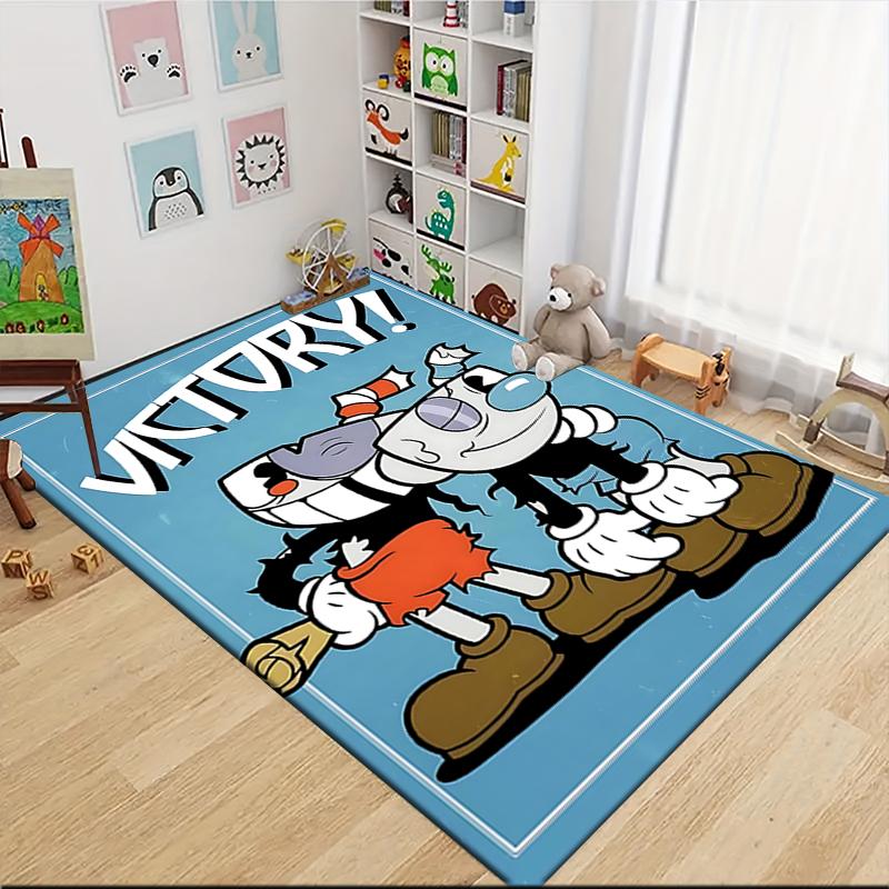 1 Stück Cuphead Mugman Abenteuer Teppich Teppich Anpassbar Weich Waschbar Rutschfest Zuhause Wohnzimmer Sofamatten Personalisierter Teppich 0917249