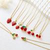 New Sweet and Cute Dripping Oil Strawberry Cherry Titanium Steel Necklace Female Simple Versatile Fruit Series Collarbone Chain