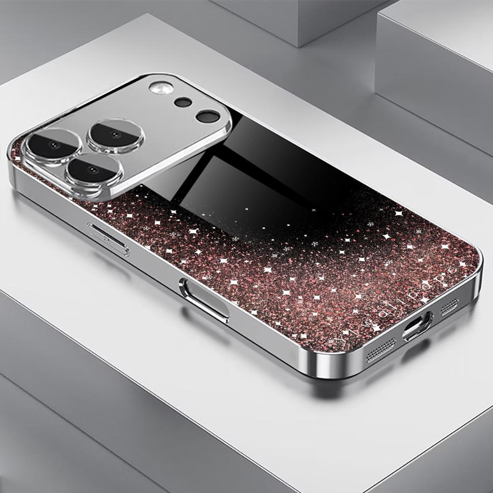 gold dust Exquisite Bestseller Phone Case Electroplated Glass PhoneCase for iPhone 17 16 15 14 13 12 11pm Pro Plus tablet case