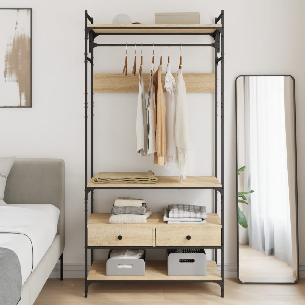 Kleiderschrank mit Schubladen, Sonoma-Eiche, 89x39x184,5 cm