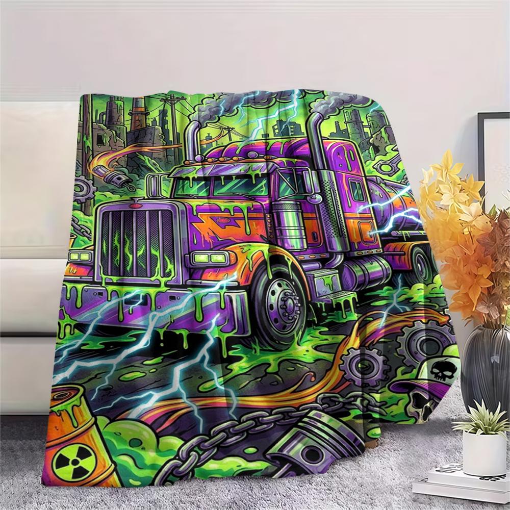 Manta de Franela Estampada para Vehículos de Transporte de Ácidos, Alta Calidad, Cómoda para Todas las Estaciones, Decoración del Hogar, Calidez y Comodidad, Perfecta para Regalos de Navidad