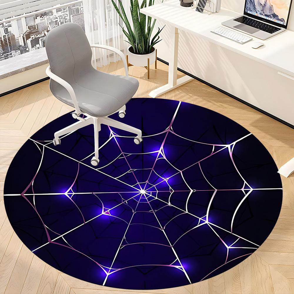 1pc Spiderweb Office Round Rug, Carpet for Office, Gaming, Lightweight Round Floor Mat yy260205003