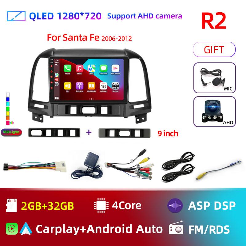 8Core Android 12 DSP Car Radio Multimidia Video Player Navigation GPS For Hyundai Santa Fe 2 2006-2012 2din Head Unit Carplay