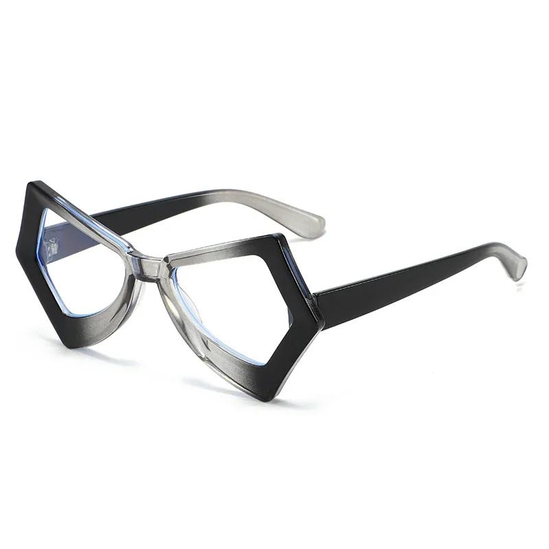 Anti Blue Light Cat Eye Reading Glasses Large Irregular Frame European American Style Polygonal Presbyopia Glasses