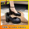 Buckle Square Head High-heeled Mary Jane Shoes 2025 Women's New Retro Japanese Small Leather Shoes Thick Heel Platform Single Shoes Women