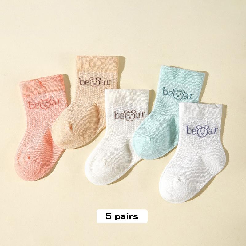 5/6Pair Children Mesh Sock Summer Mosquito Proof Middle Tube Stockings Cartoon Animal Print Baby Short Socks 6-36M Kids Footwear