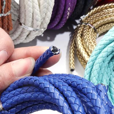 5 Yards/Los 6mm 7mm Runde geflochtene Lederkordeln PU-Lederkordel Cordon Cuir Für Armband Halskette DIY Schmuckherstellung