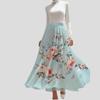 Spring Summer Women's Bohemian Printed Skirt High-Waist A-Line Long Floral Skirt