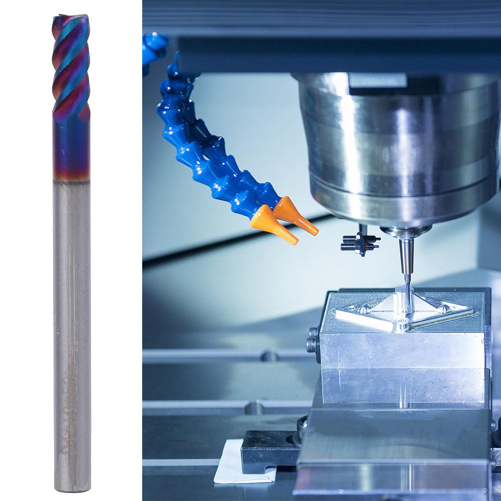 4břitá fréza s plochou hlavou z karbidu wolframu s nano povlakem HRC65 stupňů (4x10x4Dx50L)