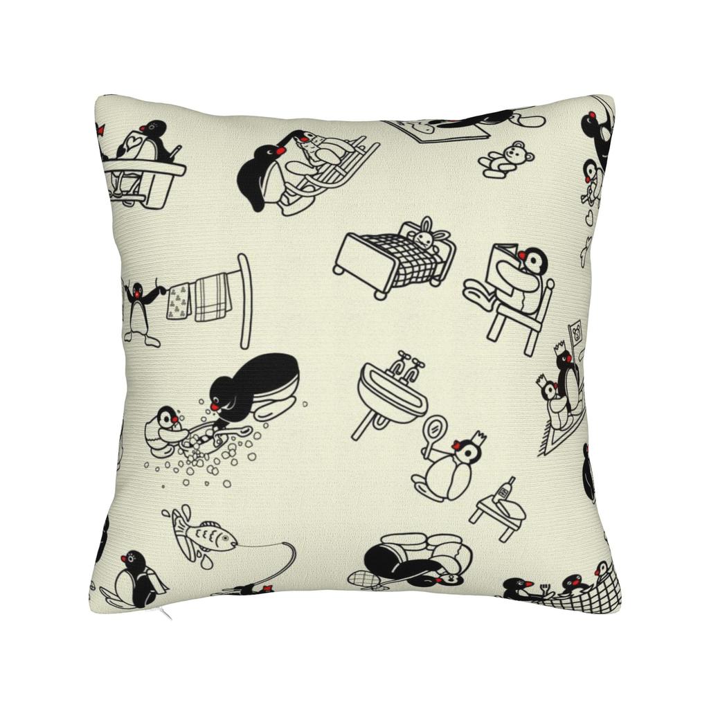 Noot Noot Poszewki na kwadratową poduszkę Pingu Pinga Pokrowiec na poduszkę z pingwinem Dekoracyjna poszewka na poduszkę do domu 18"x18"