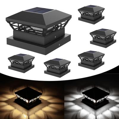Luz Solar de Pilar con Patrón para Patio Exterior, Puerta de Villa o Poste de Madera