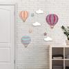 9 Pcs Hot Air Balloon Wooden Wall Sign Boho Nursery Wall Art Stars Clouds Balloons Wall Sculpture for Kids Bedroom Playroom Home Decor