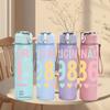 1PC Original 1986 Pastel Text 750ml Color Plastic Sports Water Bottle Leakproof Flip Straw Lid Suitable for Sports Office Home Use