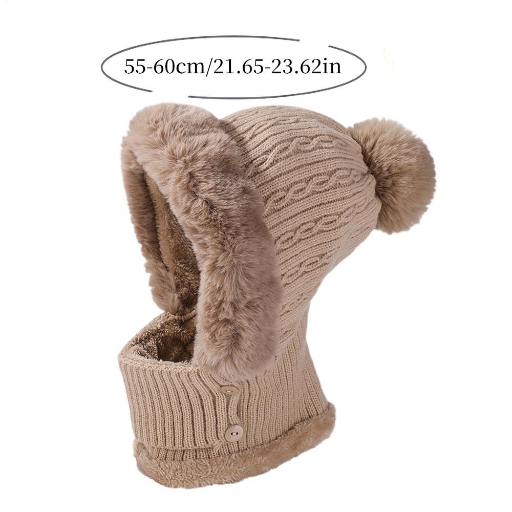Knit Beanie and Neck Warmer Women Windproof Fleece Hooded Scarf Face Cover Balaclavas for Hiking Cycling Skiing Travel Winter