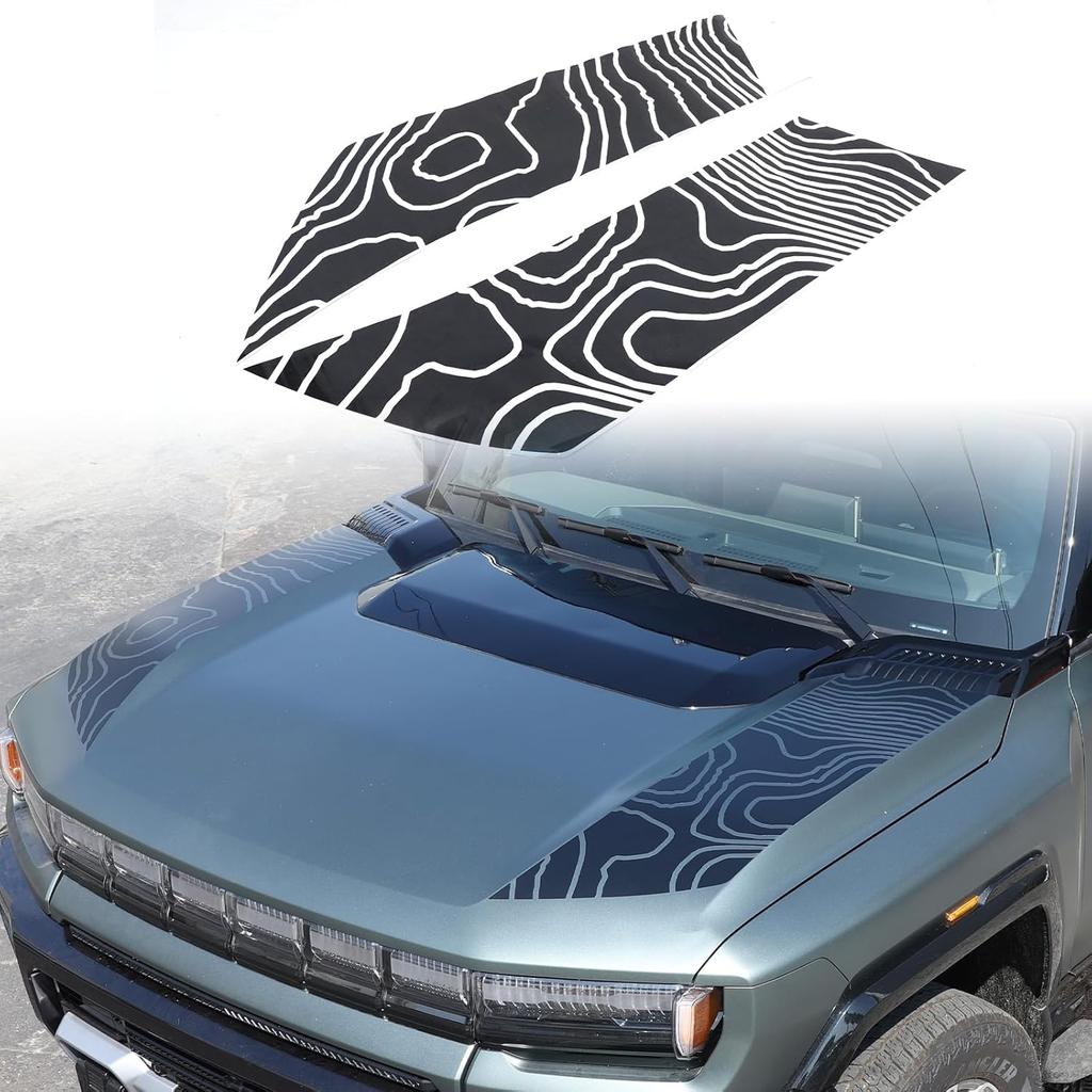 Car Hood Side Trim Sticker Decals Compatible with Hummer EV SUV Pickup 2024-2025+ Car Bonnet Sports Stripe Vinyl Decorative Decals Hummer EV