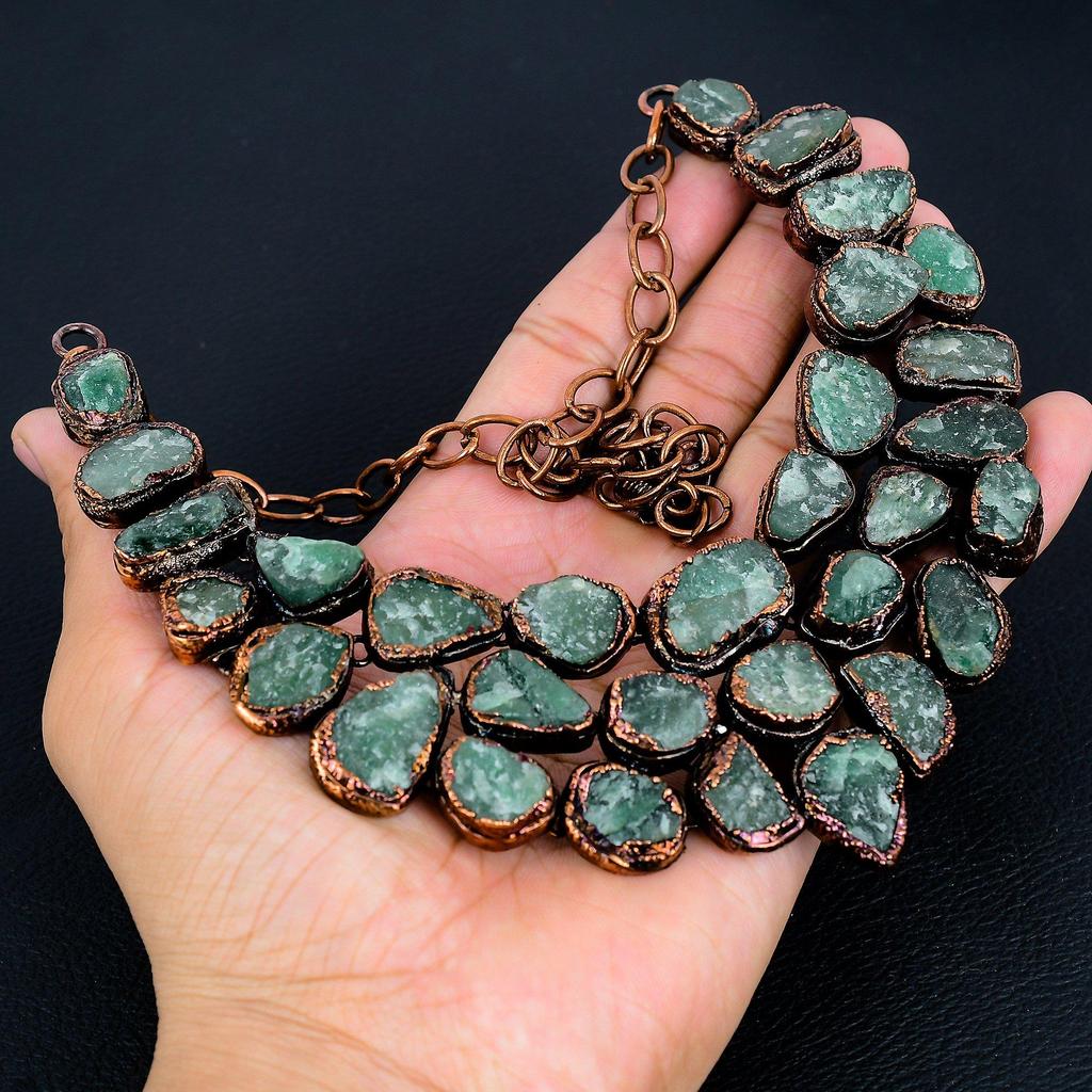 Aquamarine Handmade Latest Design Jewelry Necklace, Copper Electroformed Gemstone Necklace, Gift For Mother