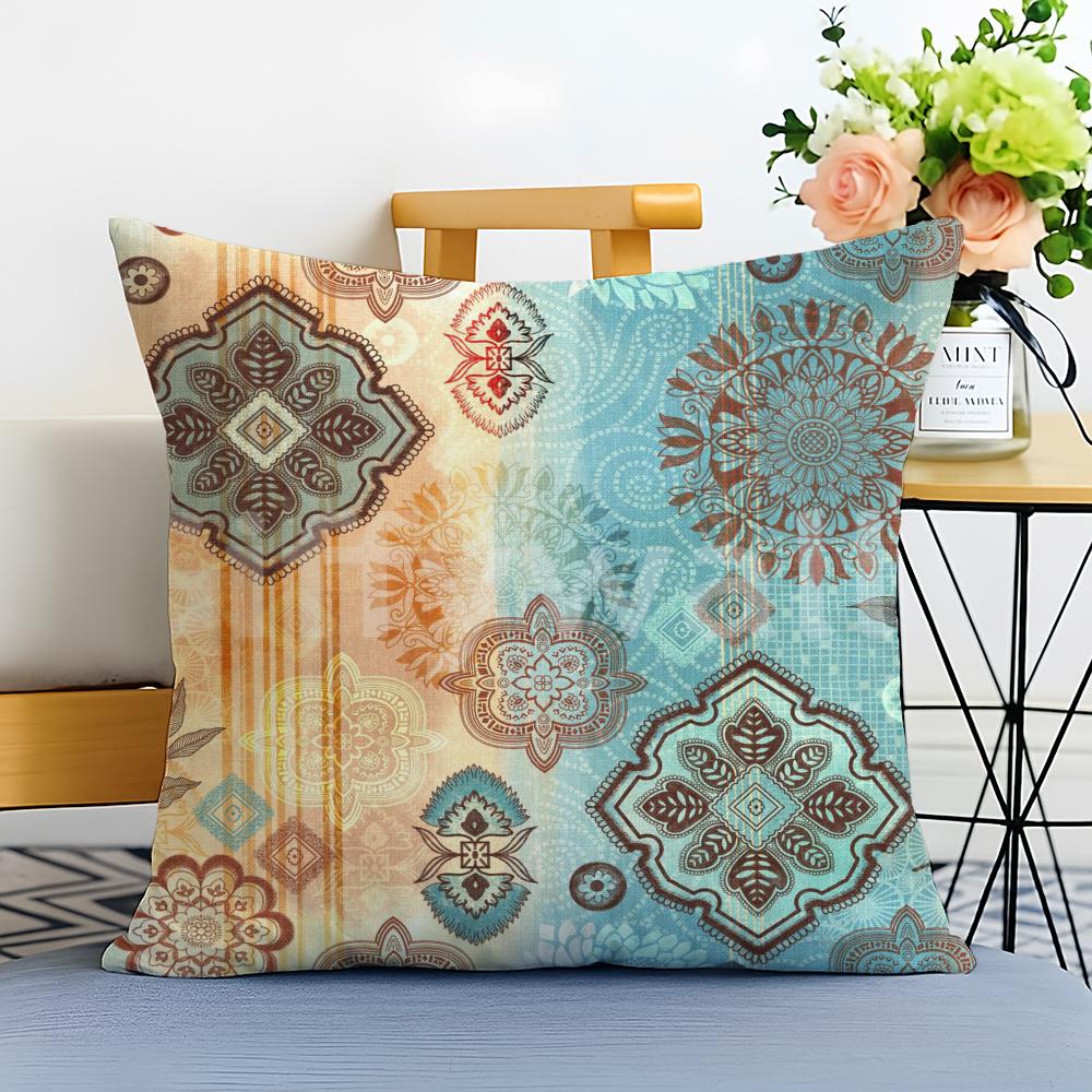 Boho Pattern Cushion Cover Washable Linen Pillowcase Soft  for Sofa Bed Cozy Home Room Decor