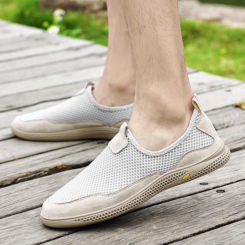 Fashion Summer Flats Men's Casual Shoes Breathable Mesh Men's Shoes Fashion Men Loafers Outdoor Non-slip Sneakers Light Walking Shoes