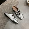 Inner Height-increasing Bow Silver Bag Head Half-drag Women's Shoes Fashionable Outer Wear 2025 New Summer Mary Jane Sandals