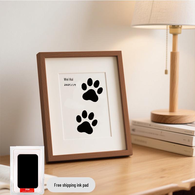 Pet Paw Print Memorial Frame with Wash-Free Ink Pad for Cats and Dogs