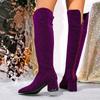 Fashion Liyke Runway Catwalk Fashion Sequined Thigh High Boots Women Purple Pointed Toe Zip Over The Knee Shoes Autumn Winter Low Heels