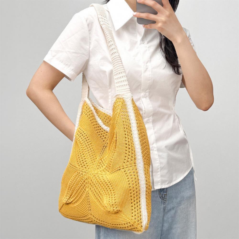 New Arrivals Open Run Women Large Knit Weave Shoulder Bag Vacation Integrated