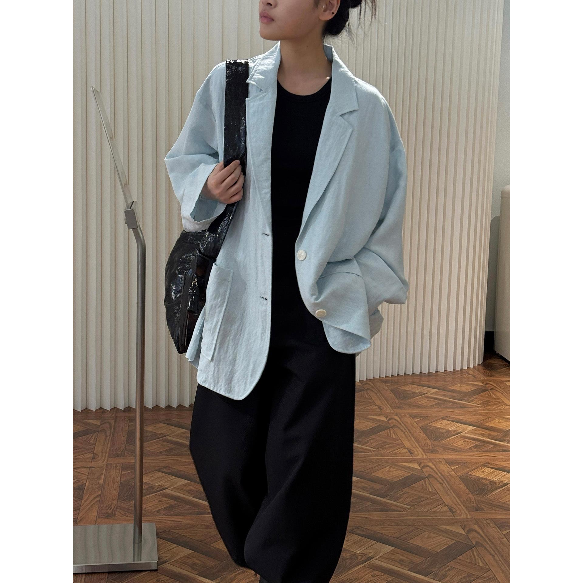 

Johnature Летнее пальто для通勤, женское, модное, свободного силуэта, куртка для защиты от солнца M синий