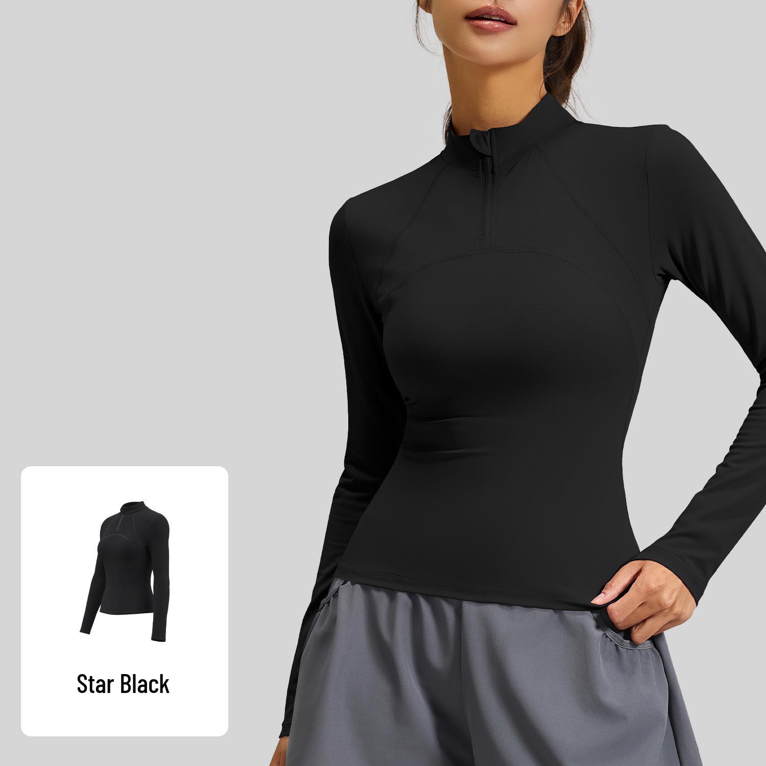 Slim-Fit Mesh-Back Long Sleeve Yoga Top for Women Medium