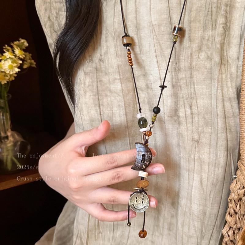 New Chinese Retro Popular Ethnic Style Necklace Women's Versatile Niche Long Sweater Chain High-end Simple Accessories