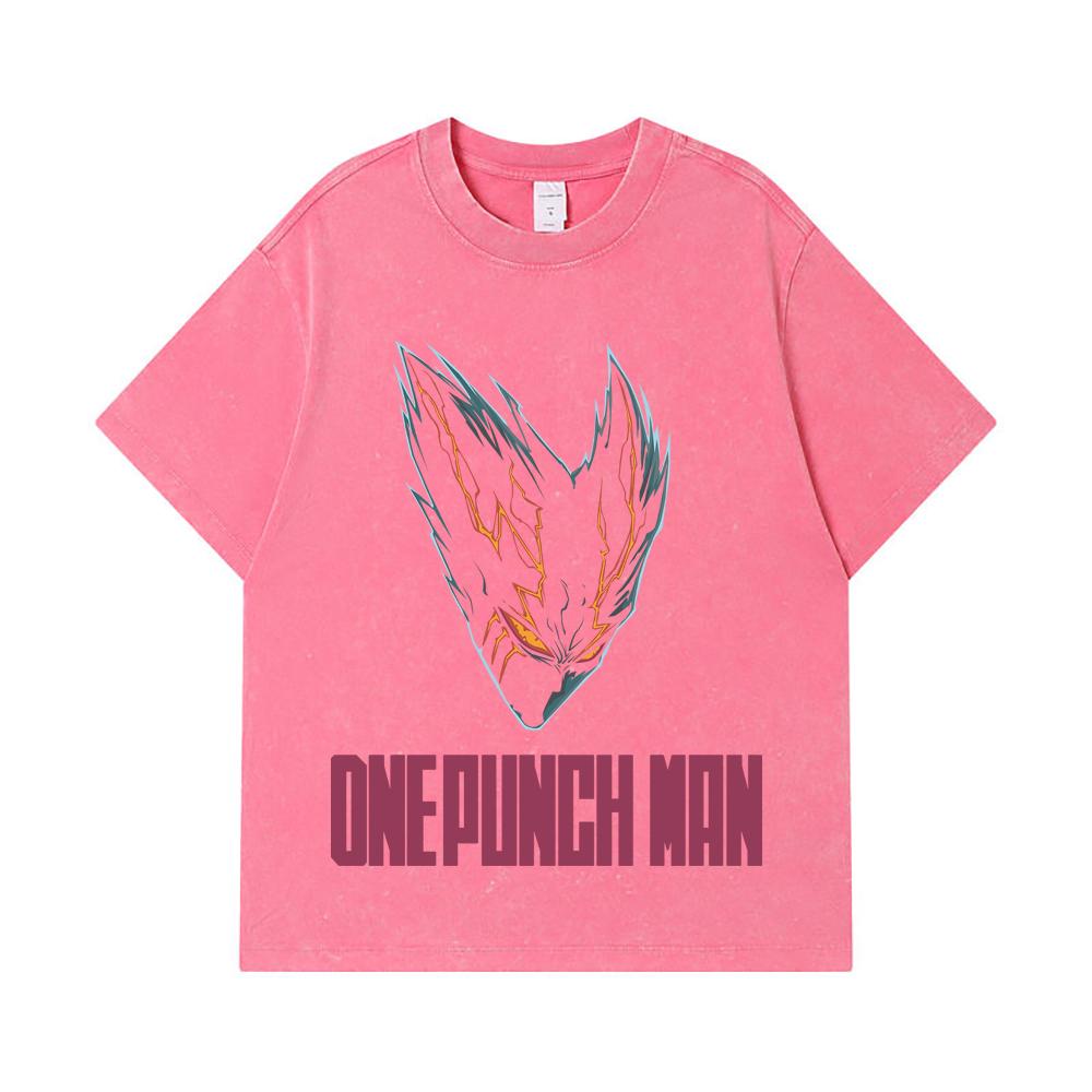 275 GSM Washed T-shirts 100% Cotton One Punch Man V8 Garou Print Unisex Heavy Cotton T Shirt