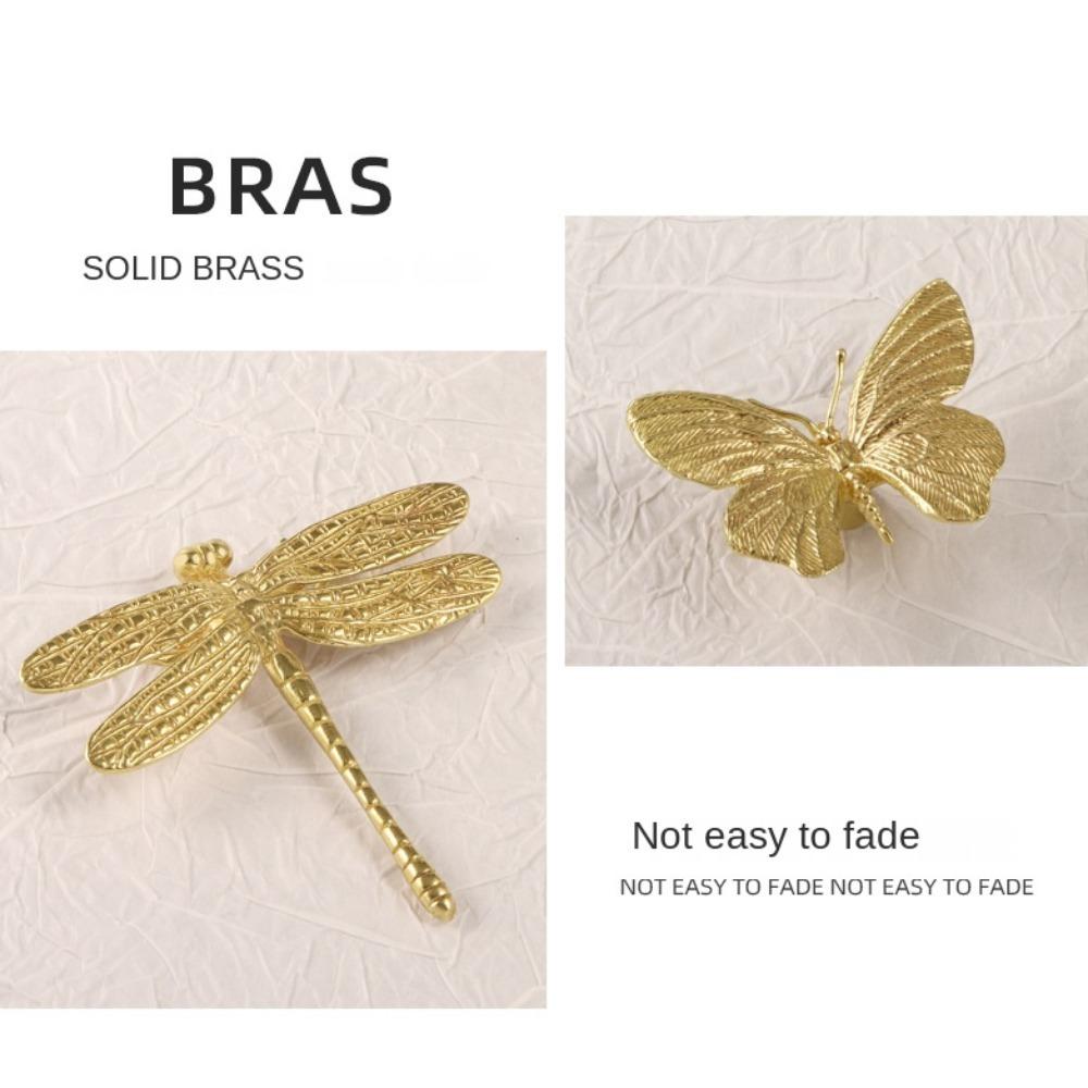 Retro Cabinet Door Knobs Vintage Wardrobe Drawer Pulls Butterfly/Dragonfly Brass Handle  Furniture