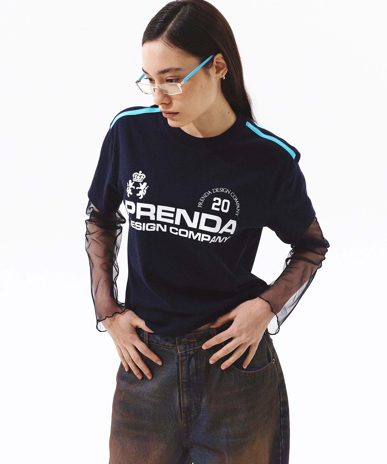 Prenda Pdc Uniform See Through Layered Sleeve Navy Reference/Free
