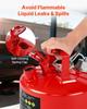 Safety Gas Can, 9.5 L Type II Red Safety Can for Gasoline with Stainless Steel Flame Arrester, Self-Closing Lid, and Flexible Metal Spout, Carbon