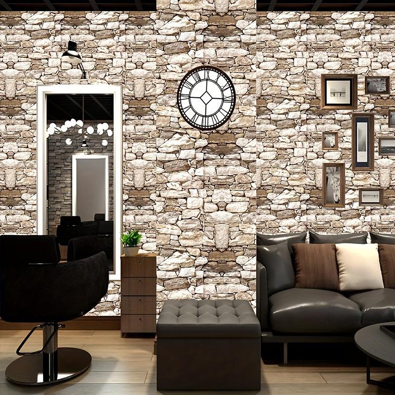 Effetto Muro di Pietra Adesivo Murale Ristorante Stanza dello Studente Copertura Murale in PVC Effetto 3D Vinile Artistico Per Casa Decalcomanie Texture Mattone Adesivo Murale