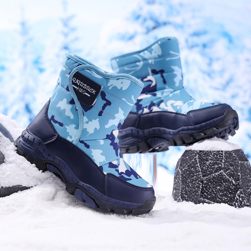 Autumn/Winter High-Top Kids Winter Snow Boots Cotton Shoes Fluffy Wolf Teeth Non-slip Warm Girls Snow High Top Sports Shoes