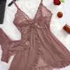 Multi-Color Mesh V-Neck Lace Camisole Lingerie Set