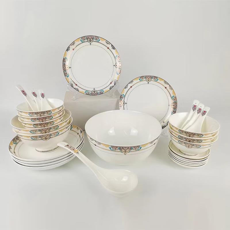 Набор столовой посуды из костяного фарфора Tang Qin Hao Yi, 28 предметов