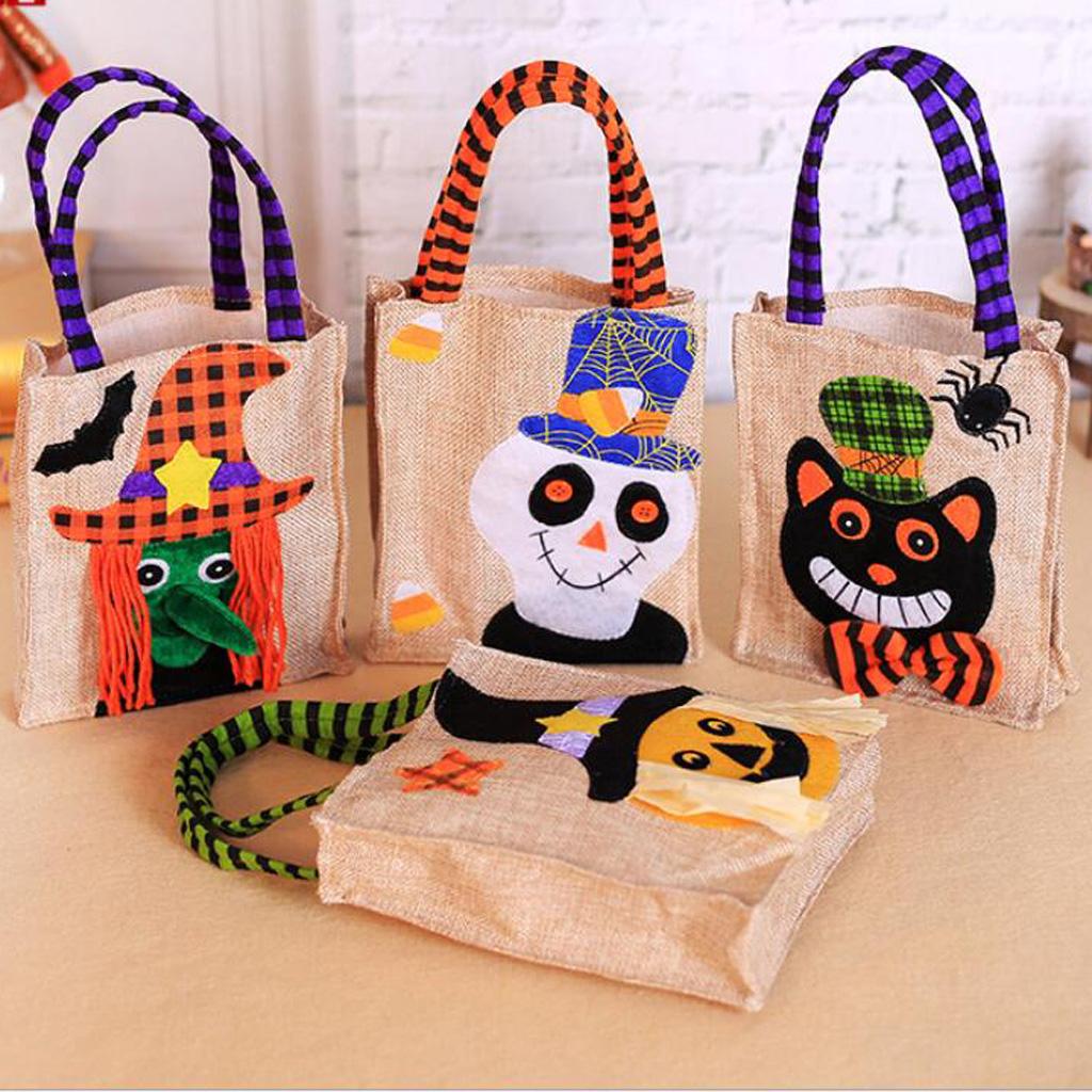 Halloween Storage Bag Tote Pouch Sack Candy Gift Handbag Skull