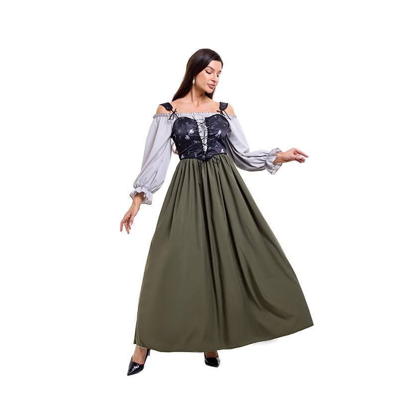 Cosplay Halloween new European and American medieval retro one-word shoulder dress COS cultural festival art performance costume