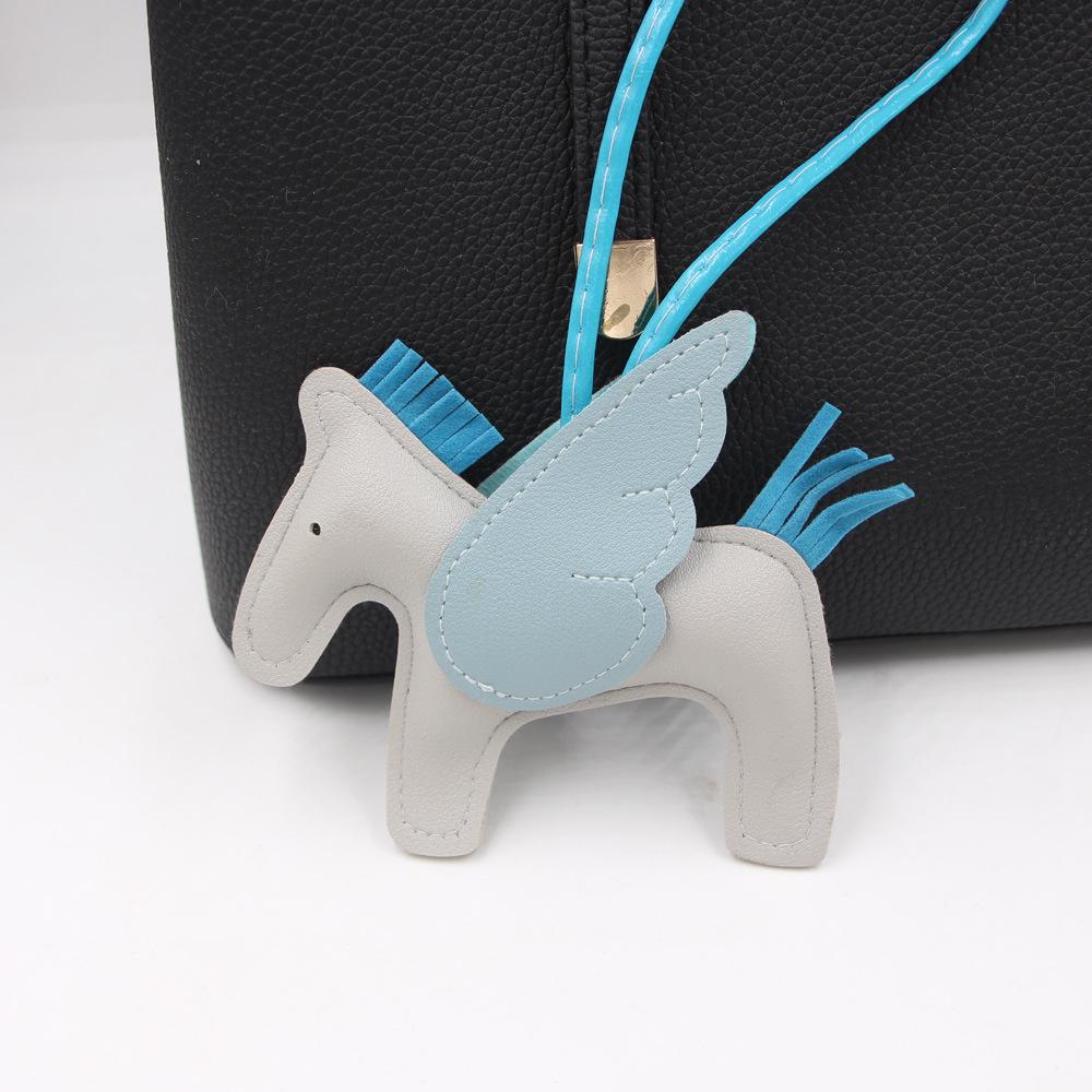 Pegasus Charm Tassel Keychain: Faux Leather Pony Backpack Accessory