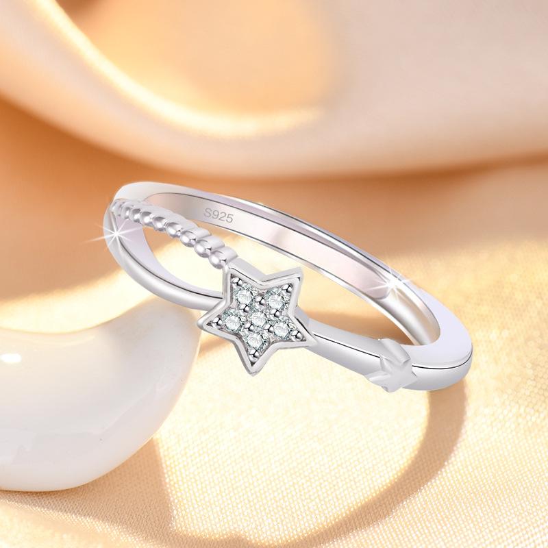 Ladies Crystal Star Adjustable Open Rings Jewelry