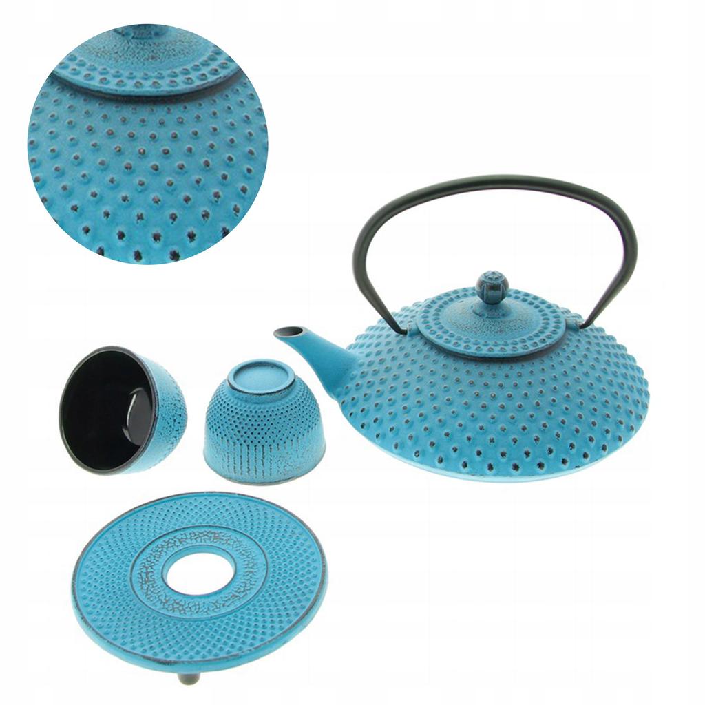 IMBRZK 1.25 CAST IRON KETTLE SET 2x CUPS STAND INFUSER + STRAINER