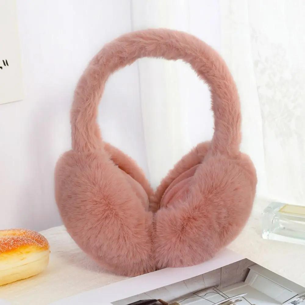 Solid Color Soft Plush Ear Warmer Winter Warm Earmuffs Fashion Ear Cover Outdoor Cold Protection Ear-Muffs Folding Earflap