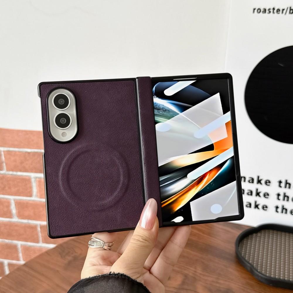 For Samsung Galaxy Z Fold 8 Wide Fashion Leather Phone Case Front Protection Film Hinge MagSafe Magnetic Hard Shell Back Cover
