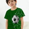 Boys' football graphic T-shirt - digital print, pattern of football and stripes, comfortable fit,