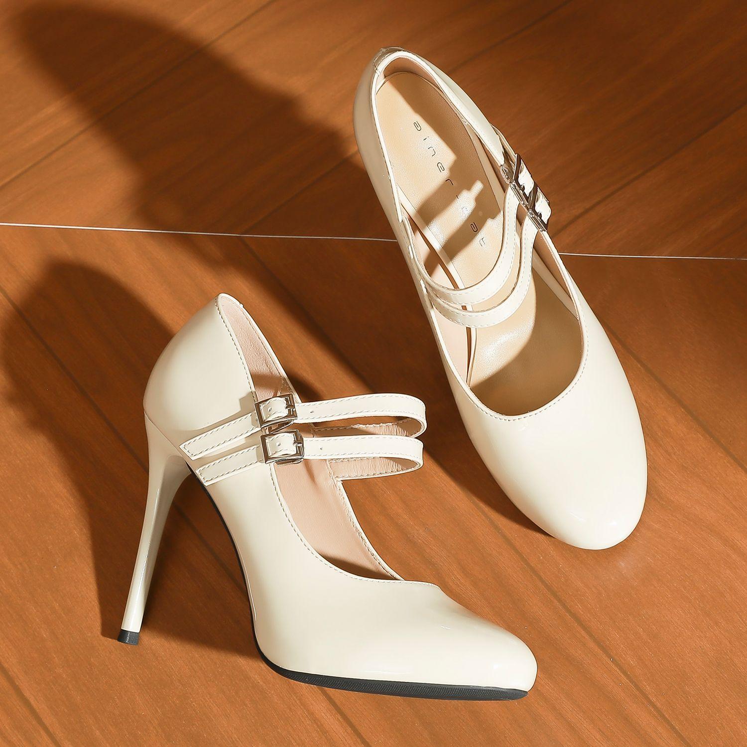 

15001 [овчина] жіночі туфлі на високих підборах, нові лаковані туфлі-човники з ремінцем Мері Джейн, невидима водонепроникна платформа, одинарні туфлі 34