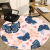 1pc Butterfly Floral Office Round Area Rug, Indoor Mat Suitable For Office, Under Office Chairs Bedroom Living Room Home Decor, Room Deco